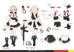  apron assault_rifle bangs black_footwear blonde_hair blue_eyes blush boots braid breasts character_name closed_mouth corset cropped_jacket dress eyebrows_visible_through_hair g36 g36_(girls_frontline) german_flag girls_frontline gloves gradient_hair gun hair_between_eyes hair_ornament hand_on_hip highres knee_boots leg_garter long_hair looking_at_viewer maid maid_apron maid_headdress medium_breasts multicolored_hair multiple_views neck_ribbon pouch puffy_short_sleeves puffy_sleeves red_ribbon ribbon rifle short_sleeves shuzi sidelocks simple_background single_braid sleeveless_jacket thighs tsurime very_long_hair watermark weapon white_gloves 
