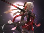  announ_(kurotya) blonde_hair dark_skin fate/grand_order fate_(series) katana long_hair no_bra panties petals sakura_saber sakura_saber_alter sword underwear weapon yellow_eyes 