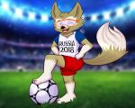  anthro ball brown_fur canine clothing cub damian5320 fifa fur invalid_tag mammal mascot smile soccer sport wolf young zabivaka 