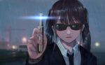  black_hair jun_(5455454541) men_in_black night original parody rain short_hair sunglasses water 