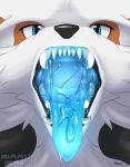  ambiguous_gender blue_eyes blue_tongue drooling fur mouth_shot nintendo nummynumz open_mouth pok&eacute;mon saliva solo teeth video_games white_fur 