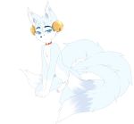  alpha_channel anthro canine collar cub erection foreskin fox fur hoshiikoreki humanoid_penis kneeling male mammal multi_tail navel penis simple_background solo teenager transparent_background uncut white_fur young 
