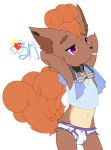  alpha_channel anthro anthrofied briefs brown_fur bulge clothed clothing collar cub eyewear fur girly goggles hoshiikoreki male multi_tail navel nintendo pink_eyes pok&eacute;mon pok&eacute;mon_(species) simple_background solo transparent_background underwear video_games vulpix water white_fur young 