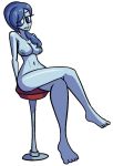  1girl blue_eyes blue_hair blue_skin breasts chair female medium_breasts mirin_(pokemon) monster_girl nude pokemon pokemon_(game) pokemon_usum tagme ultra_recon_squad 