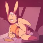  2018 anthro bottomless breasts carrot_dildo clitoris clothed clothing dildo female food keki_(kekitopu) kekitopu lagomorph mammal presenting presenting_pussy pussy pussy_juice rabbit seductive sex_toy 