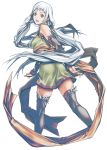  ass breasts commentary_request detached_sleeves ei_(fran3bon) gensou_suikoden gensou_suikoden_tierkreis grey_hair long_hair marica_(suikoden_tierkreis) sideboob solo thighhighs 