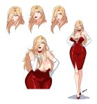  1girl blonde_hair breasts cleavage devil-v hair_over_one_eye huge_breasts original 