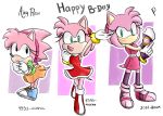  2018 amy_rose anthro boots clothing english_text female footwear gloves green_eyes hair hairband hedgehog mammal pink_hair pudim_waifu rosy_the_rascal short_hair smile sonic_(series) sonic_boom sonic_cd text video_games 