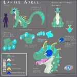  2017 aquatic_dragon bioluminescence dragon glowing lantis_atoll_(sleeplesstotodile) model_sheet sleeplesstotodile webbed_feet 