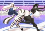  2018 anthro bear big_breasts big_butt black_hair breasts butt clothing equine female hair huge_breasts huge_butt mammal marauder6272 panda patty_dangao slightly_chubby zebra 