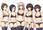  akaboshi_koume black_hair blue_eyes bra breasts brown_eyes brown_hair cleavage garter_belt girls_und_panzer glasses green_eyes itsumi_erika long_hair mauko_(girls_und_panzer) navel panties ritaiko_(girls_und_panzer) sangou_(girls_und_panzer) short_hair stockings tagme_(artist) thighhighs underboob underwear undressing 