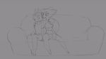  2018 animated anthro barefoot bat blush bow_tie clothed clothing cute duo dusk_(tabuley) eye_contact female fur hair happy inside jero kissing male male/female mammal pants rodent shirt simple_background sitting sketch smile sofa squirrel tabuley tank_top 