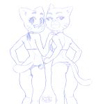  2018 anthro bikini butt cartoon_network cat cerebropodrido clothing daughter duo eyebrows eyelashes feline female hand_on_shoulder looking_at_viewer mammal mature_female mother mother_and_daughter mrs._senicourt nicole_watterson parent rear_view signature simple_background sketch smile standing swimsuit the_amazing_world_of_gumball white_background 
