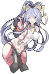  1girl blazblue blazblue:_central_fiction blazblue_variable_heart blue_hair breasts empe0317 enpe hair_ribbon large_breasts mai_natsume purple_eyes purple_hair sideboob solo stomach tagme thighs thumbs_up wink 
