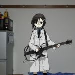  1girl black_hair character_request glasses guitar headphones kneehighs labcoat tsukumizu_yuu 