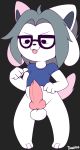  animal_genitalia animal_penis anthro balls bottomless canine_penis clothed clothing crossgender dongitos eyewear glasses male penis precum solo tem temmie_(undertale) undertale video_games 