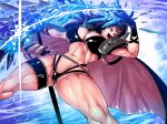  black_gloves blue_eyes breasts cape circlet cleavage gloves jewelry large_breasts long_hair muscle muscular_female naga_the_serpent navel necklace revealing_clothes slayers spikes thigh_strap tsuki_wani 