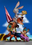  backpack bikini canine clothing disney female fennec finnick food fox judy_hopps lagomorph male mammal nick_wilde popsicle rabbit swimsuit umbrella zootopia 馬文 