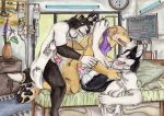  anatomically_correct animal_genitalia animal_penis anthro arin_michaelis bed border_collie canine canine_penis claws collie cum cum_in_ass cum_inside cum_on_fur cum_on_muzzle cum_while_penetrated deacon_(furrover) dog hospital hospital_bed husky inside knot kola_(artist) lab_coat labrador looking_pleasured male male/male mammal pawpads paws penetration penis riley_(kugetsu) siberian_husky toe_claws tongue tongue_out yellow_labrador 