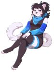  2018 5_fingers anthro black_hair blue_eyes cat clothed clothing digital_media_(artwork) feline female hair jush mammal simple_background sitting solo white_background 