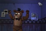  animated anthro avian bear bird brown_fur camera chica_(fnaf) dancing five_nights_at_freddy&#039;s freddy_(fnaf) fur humor low_res machine male mammal robot unknown_artist video_games 