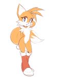  2018 anthro black_nose blue_eyes boots canine chest_tuft clothing crossgender dipstick_tail featureless_chest female flat_chested footwear fox fur hi_res long_tail mammal miles_prower mostly_nude multi_tail multicolored_tail open_mouth orange_fur plantpenetrator pussy shoes simple_background solo sonic_(series) tuft video_games white_background white_fur yellow_fur 