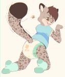  anthro clothing diaper feline furgonomics hypnosis infantilism legwear leopard looking_at_viewer looking_back male mammal mind_control ozzybear simple_background smile socks solo spiral_eyes white_background 