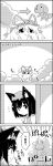  animal_ears arm_up cat_ears chen comic commentary_request directional_arrow doorway emphasis_lines greyscale hat hat_ribbon highres long_hair mob_cap monochrome multiple_tails pointing pointing_up ribbon saturday_night_fever sculpting sculpture severed_hair short_hair smile stuffed_animal stuffed_dog stuffed_toy tail tani_takeshi thinking touhou translation_request yakumo_ran yakumo_yukari yukkuri_shiteitte_ne 