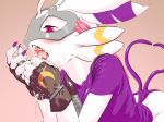  ambiguous_gender anthro clothed clothing colored cum cum_in_mouth cum_inside cum_on_face digimon fur gloves lagomorph lekismon mammal mask open_mouth red_eyes rtr shirt simple_background tentacles tongue tongue_out 