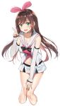  a.i._channel absurdres aqua_eyes blush breasts brown_hair cleavage collarbone eyebrows_visible_through_hair hairband highres kizuna_ai large_breasts long_hair looking_at_viewer multicolored_hair navel open_mouth pink_hair sabet_(young_ouo) smile solo v 