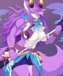  1girl artist_request breasts brown_eyes dog fullbokko_heroes furry long_hair purple_hair solo 