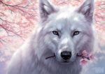 2018 black_nose blue_eyes canine digital_media_(artwork) dog feral fur lhuin mammal outside solo tree white_fur 
