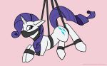  bdsm bondage bound collar cutie_mark equine female feral friendship_is_magic gag gagged horn mammal my_little_pony nude pink_background pony-butt-express rarity_(mlp) simple_background solo spreader_bar suspension unicorn 