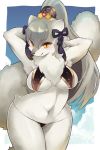  1girl artist_request brown_eyes ferret furry grey_hair smile solo 