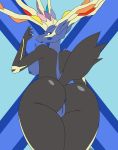  anthro anthrofied antlers anus areola back_boob baron_montesque big_breasts big_butt black_fur blue_anus blue_eyes blue_fur blue_nipples blue_pussy blush breasts butt cervine edit female fur horn legendary_pok&eacute;mon looking_at_viewer looking_back mammal nintendo nipples pok&eacute;mon pok&eacute;mon_(species) pussy rear_view thick_thighs video_games voluptuous x_pupils xerneas xerneas_(active_mode) xth46 