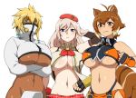  3girls alisa_ilinichina_amiella blazblue bleach breast_hold breasts crossed_arms dark_skin god_eater highres large_breasts looking_at_viewer makoto_nanaya mantan multiple_girls navel revealing_clothes tier_harribel underboob 