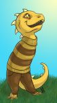  armless clothed clothing dinosaur kitterjitters monster monster_kid smile undertale video_games 