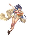  ass_visible_through_thighs bangs bare_shoulders blue_eyes blue_hair book braid breasts cleavage collarbone covered_navel cuboon eyebrows_visible_through_hair fire_emblem fire_emblem:_seima_no_kouseki fire_emblem_heroes full_body highres holding holding_book long_hair long_legs looking_away medium_breasts official_art one-piece_swimsuit open_book open_mouth open_toe_shoes ponytail sandals shiny shiny_hair side_braid sidelocks solo striped striped_towel swimsuit tana tied_hair towel transparent_background twin_braids 