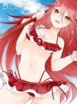  bare_shoulders bikini fire_emblem fire_emblem:_kakusei fire_emblem_heroes hair_ornament long_hair looking_at_viewer looking_down mitsue_kyou red_eyes red_hair red_swimsuit shell solo starfish summer swimsuit tiamo 