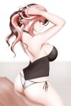  1girl adjusting_hair alfred_cullado arms_behind_head arms_up ass bare_shoulders blush breasts brown_hair cleavage from_behind hands_in_hair jewelry large_breasts lips long_hair looking_at_viewer looking_back multicolored_hair necklace neo_(rwby) panties parted_lips patreon_reward pink_eyes pink_hair rwby shiny shiny_hair shiny_skin sitting solo strapless transparent_background two-tone_hair white_hair 