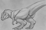  2018 animal_genitalia butt cloaca dinosaur female feral giganotosaurus looking_at_viewer looking_back nude presenting presenting_hindquarters presenting_pussy pussy scalie solo theropod yaroul 
