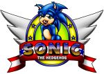  absurd_res alpha_channel athletic banner blue_fur eye_contact fur green_eyes happyanthro hi_res male muscular simple_background solo sonic_(series) sonic_the_hedgehog tan_fur teeth title tongue transparent_background 