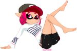  alpha_channel barefoot blush camel_toe clothed clothing female gum_(superpooper24) headwear hi_res humanoid inkling looking_at_viewer lying mask nintendo not_furry raised_leg signature simple_background smile solo splatoon superpooper24 tentacle_hair tentacles transparent_background video_games 
