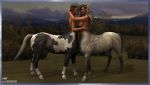  3d_(artwork) breasts centaur daz3d dazstudio digital_media_(artwork) duo equine equine_taur female female/female hair hi_res mammal mythical nipples nude outside short_hair taur xlef 