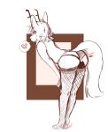  antlers anus balls butt cervine clothing fur horn lingerie looking_at_viewer looking_back male mammal panties presenting presenting_hindquarters rear_view simple_background smile solo ulysses_(artist) underwear 