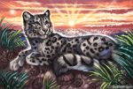  2018 ambiguous_gender blue_eyes day detailed_background digital_media_(artwork) feline feral flashw fur grey_fur leopard mammal outside paws sky solo whiskers 