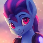  2018 abstract_background animated blinking bust_portrait cute equine eyebrows fan_character feral hair headphones looking_at_viewer male mammal multicolored_hair my_little_pony pink_eyes portrait rodrigues404 smile solo two_tone_hair 