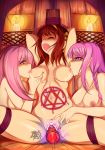  3girls abducted arms_behind_back bondage bound_to_pole breast_sucking burning_candles candles dildo dragon-burst femdom forced_orgasm hexagram kidnapped legs_held_open magic pentagram ritual suzumiya_haruhi suzumiya_haruhi_no_yuuutsu tied_to_pole tied_up vibrator white_candles witches worship yuri 