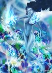  1girl absurdres blue_eyes blue_hair blue_skin breasts female final_fantasy highres ice long_hair m._ripton no_nipples nude shiva shiva_(final_fantasy) solo 