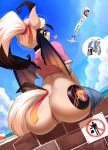  &lt;3 2018 aircraft airplane bat_pony beach burgerkiss butt clothing cutie_mark day digital_media_(artwork) fan_character female hair hi_res looking_at_viewer my_little_pony outside pussy seaside sign sitting smile text wings 